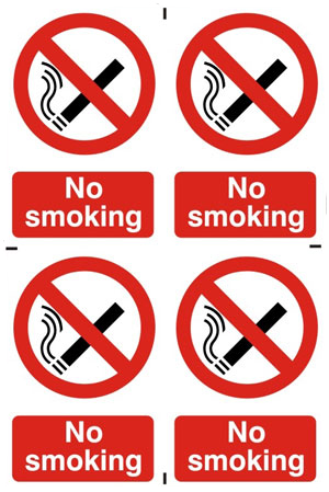 No Smoking Prohibition Sign (4 Pack)